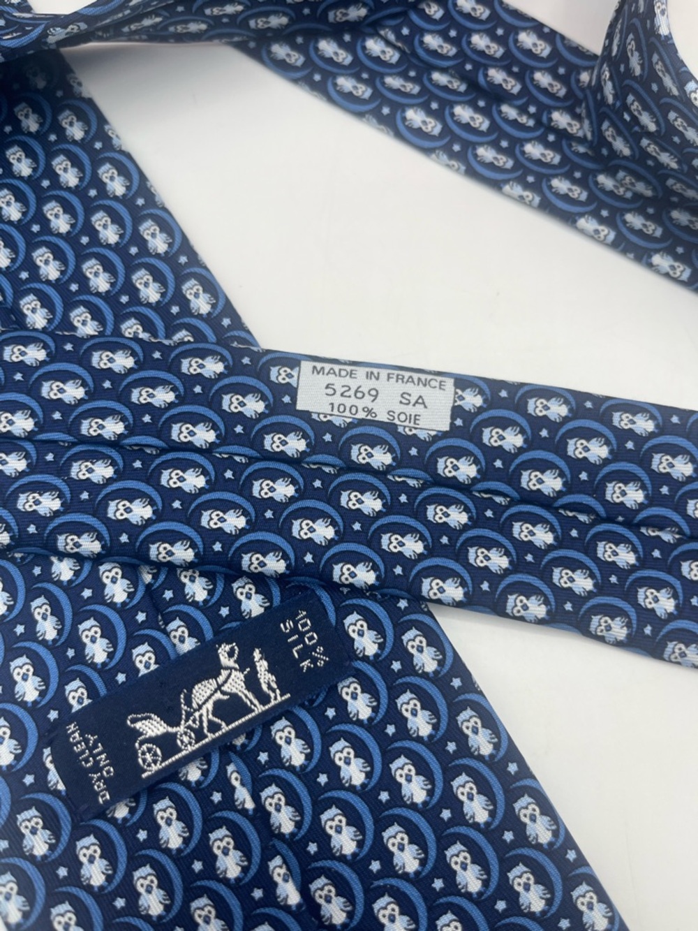 Hermes Owl Silk Tie